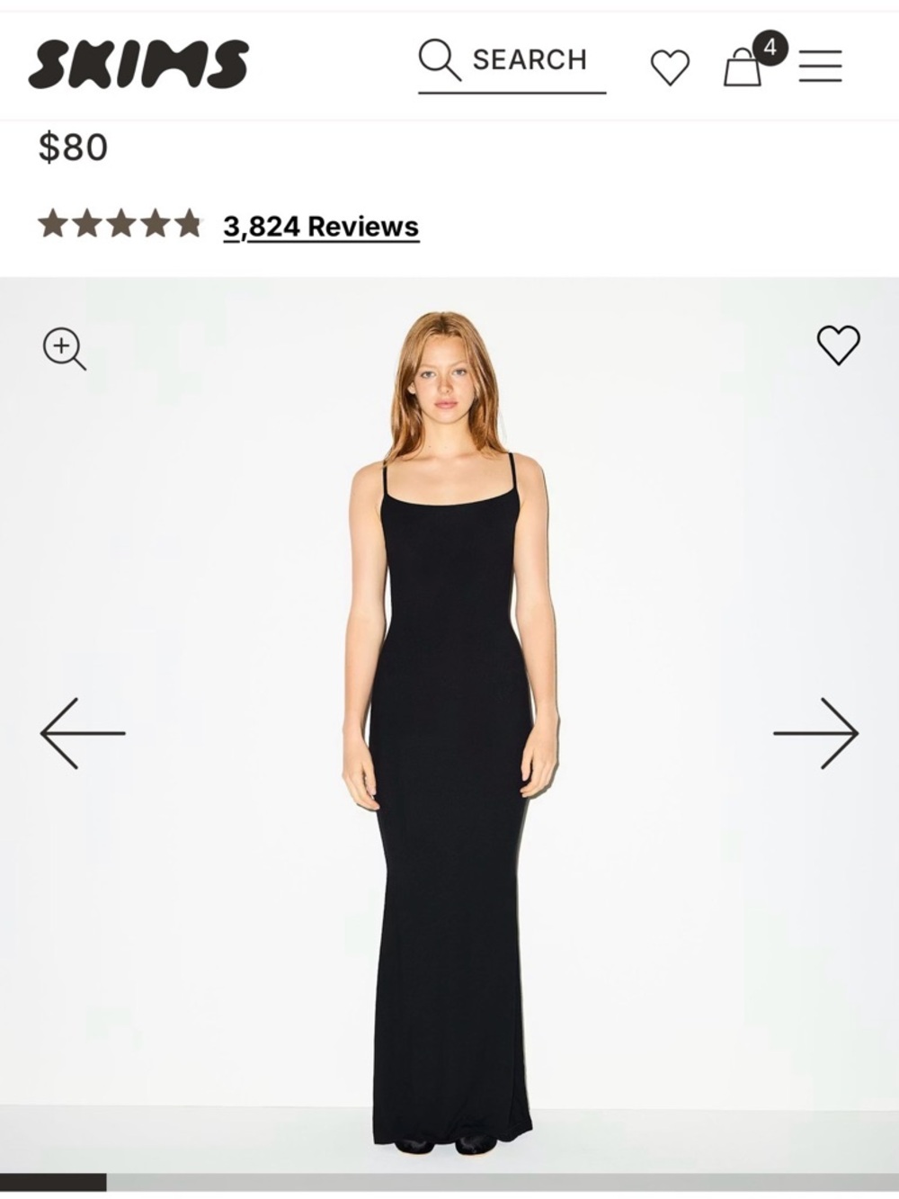 SKIMS Black Slim Slip Maxi Dress with Thin Straps